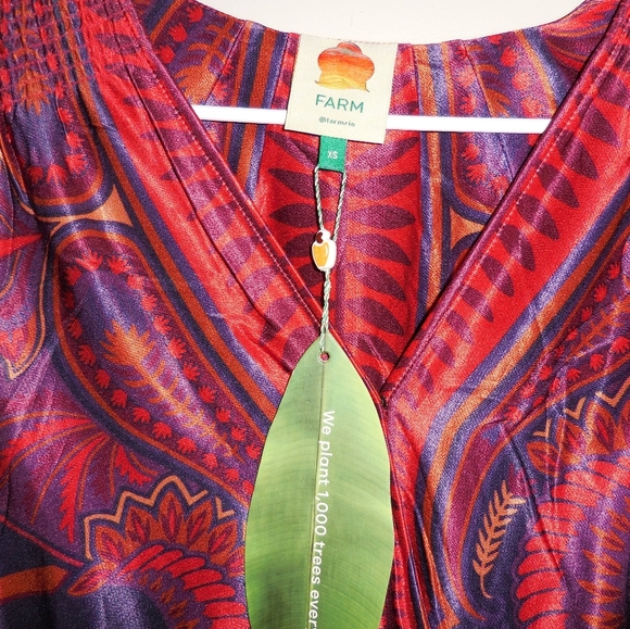 Nwt Farm Rio Macaw Arabesque Plunging V-Neck Wrap Mini Dress - Picture 10 of 14